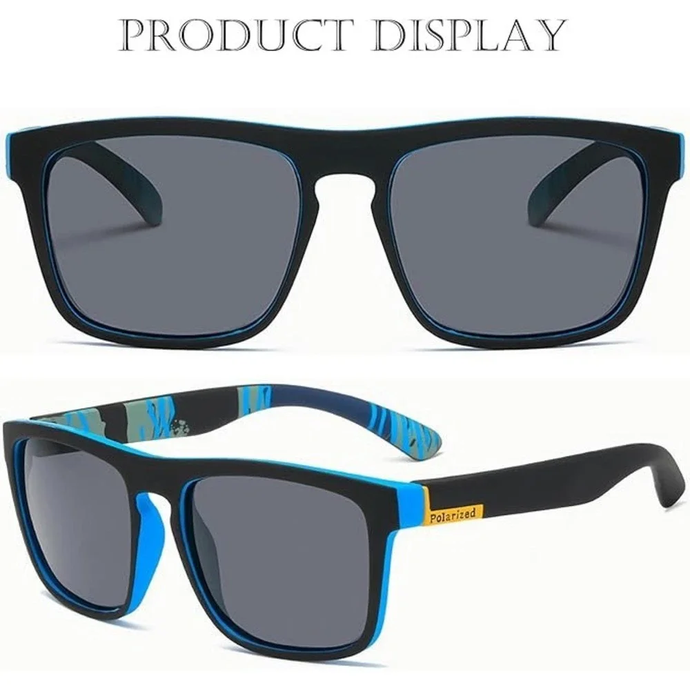 Men Black Blue Sport Wrap Frame UV Protection Eyewear Polarized Sunglasses Gafas